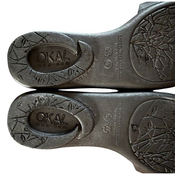 Oka-b Slide Sandals Womens M/L Licorice Black Flat Flower Crystal Accent - Picture 6 of 6